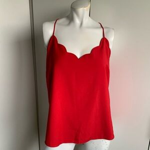 J.Crew size 14 red scalloped v-neck spaghetti strap tank top